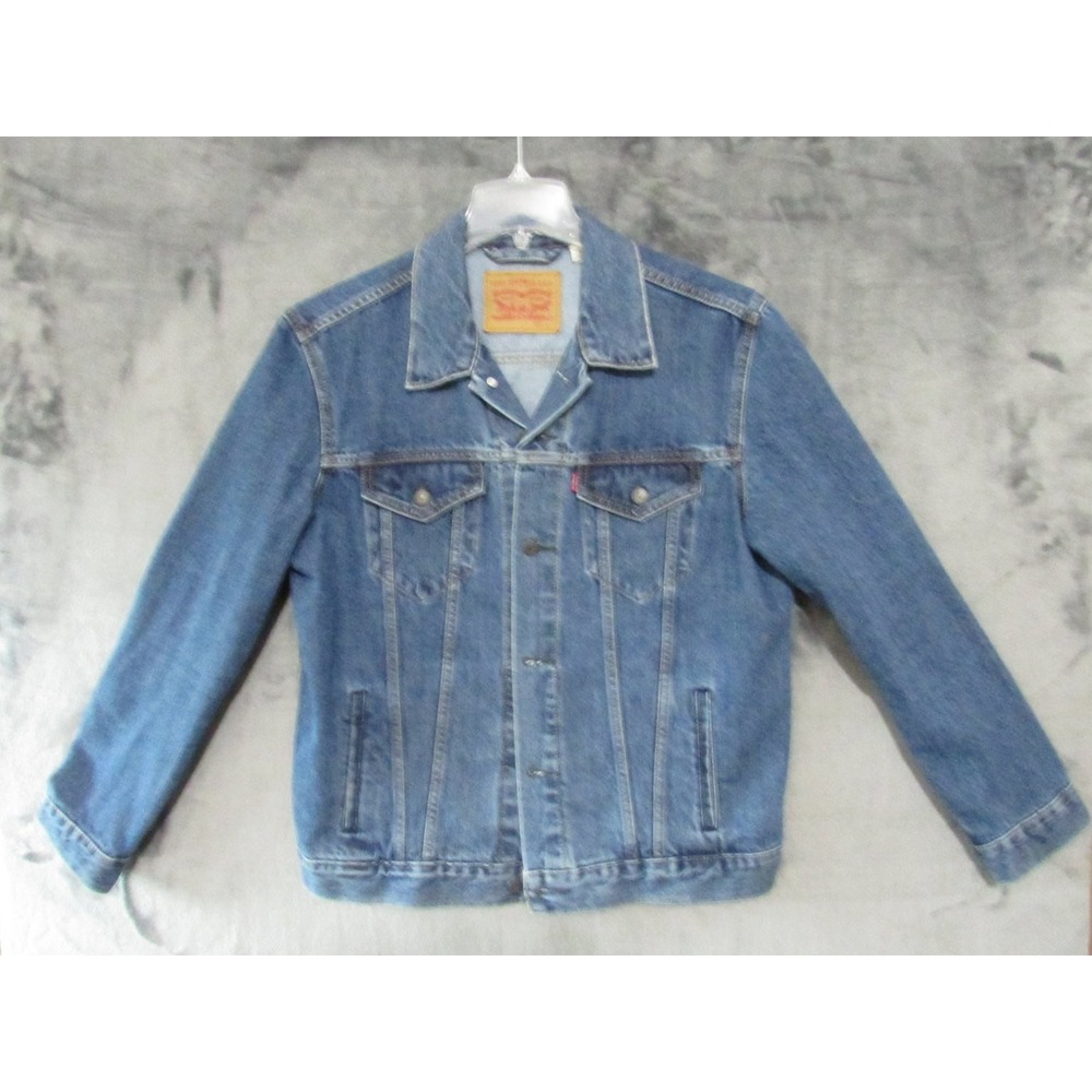 Levi's Men's Size L Blue Denim Trucker Jacket Regular Fit Button Medium Wash